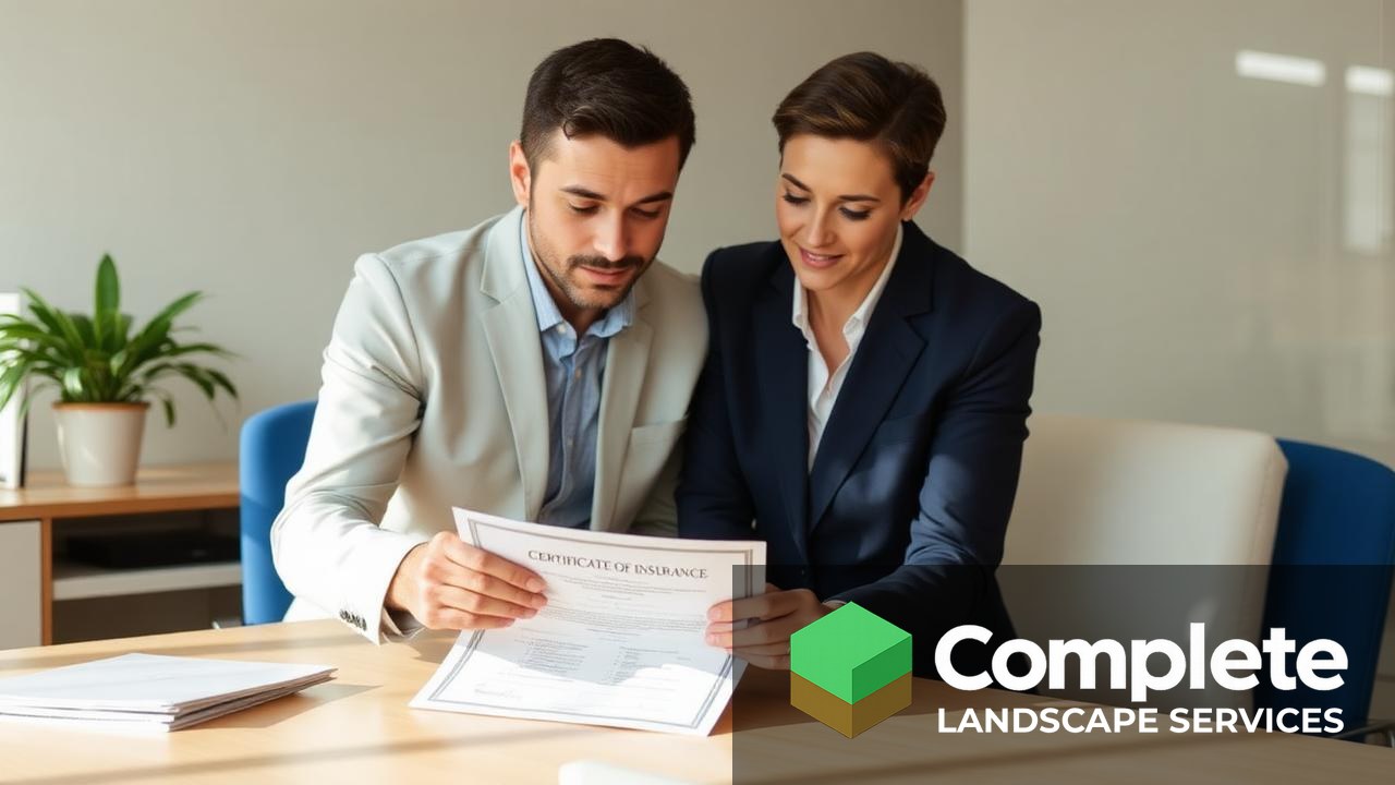 Two people reviewing a certificate of insurance together across an office desk